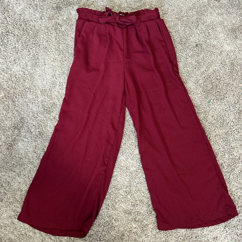 Elegant Maroon Wide-Leg Pants